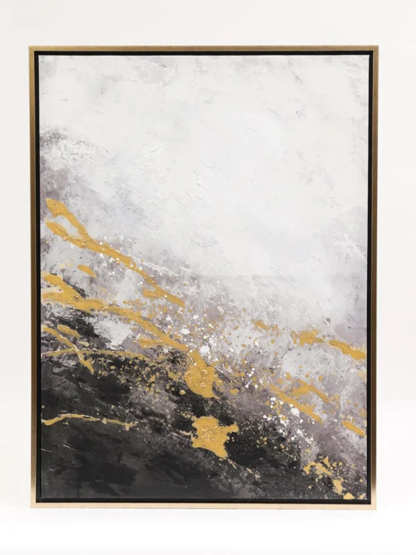 Inspire Me! Home Decor Charcoal Black, Gold, And White Abstract Wall Art WALL ART & MIRRORS