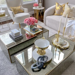Inspire Me! Home Decor Charcoal Grey Marble Hexagon Coasters W/ Gold Edge
