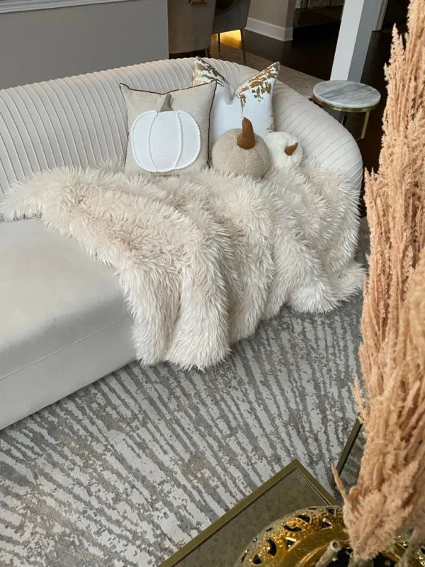 Inspire Me! Home Decor Cream Pumpkin Pillow PILLOWS, RUGS, & THROWS