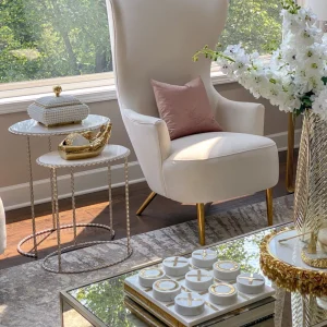 Inspire Me! Home Decor Cream Studded Box W/ Gold Detailing