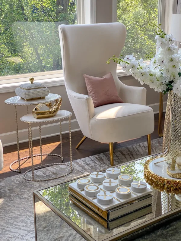 Inspire Me! Home Decor Cream Studded Box W/ Gold Detailing