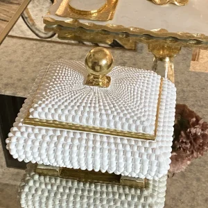 Inspire Me! Home Decor Cream Studded Box W/ Gold Detailing