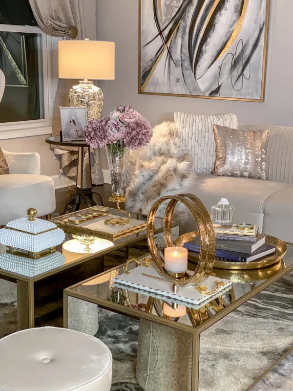 Inspire Me! Home Decor Cream Studded Box W/ Gold Detailing