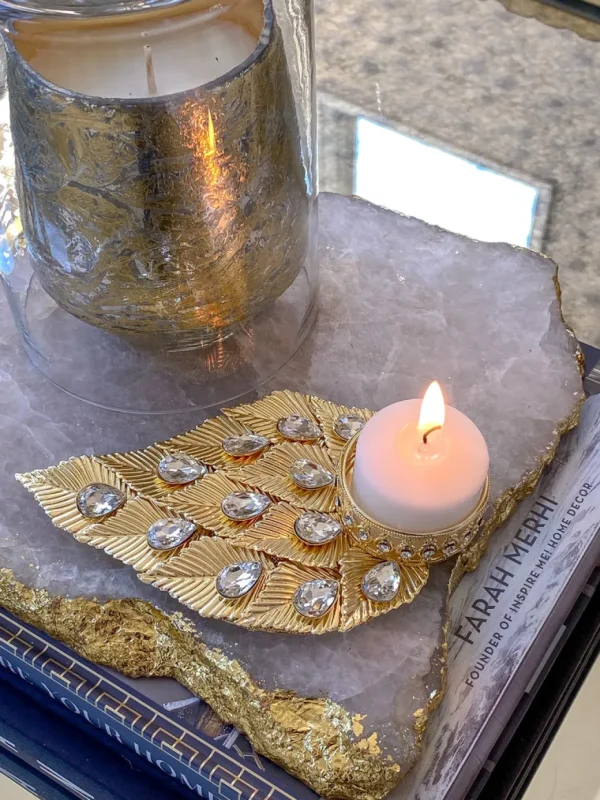 Inspire Me! Home Decor Crystal Stud Tree Leaf Tealight Holder ( 2 Colors )
