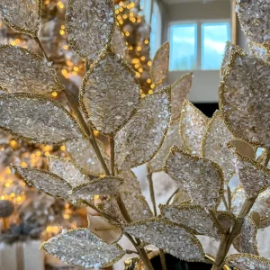 Inspire Me! Home Decor Crystal Glitter And Beaded Edge Leaf Spray