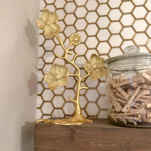 Inspire Me! Home Decor Decorative Gold Floral Branch Sculpture
