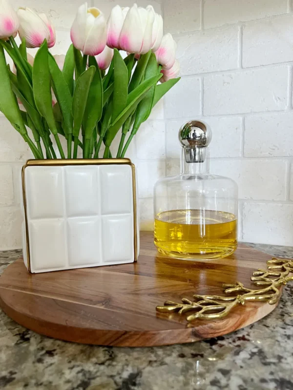 Inspire Me! Home Decor Decanter With Silver Round Top “From Pops Of Color Home Collection”