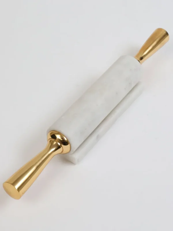 Inspire Me! Home Decor Distressed Gold Handle Marble Decorative Rolling Pin