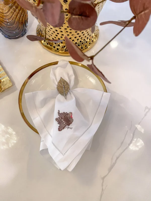 Inspire Me! Home Decor Embroidered Turkey Napkin KITCHEN