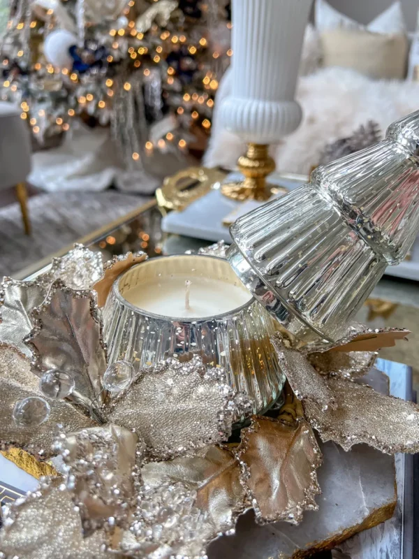Inspire Me! Home Decor Etched Mercury Glass Tree Candle