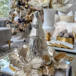 Inspire Me! Home Decor Etched Mercury Glass Tree Candle