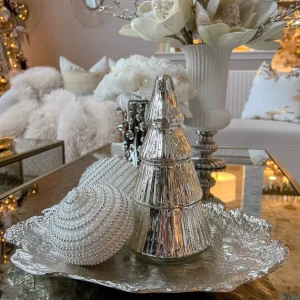 Inspire Me! Home Decor Etched Mercury Glass Tree Candle