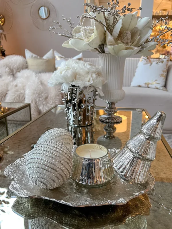 Inspire Me! Home Decor Etched Mercury Glass Tree Candle