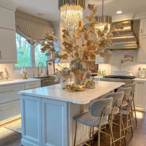 Inspire Me! Home Decor Extra Tall Gold Leaf Stem With Faux Snow