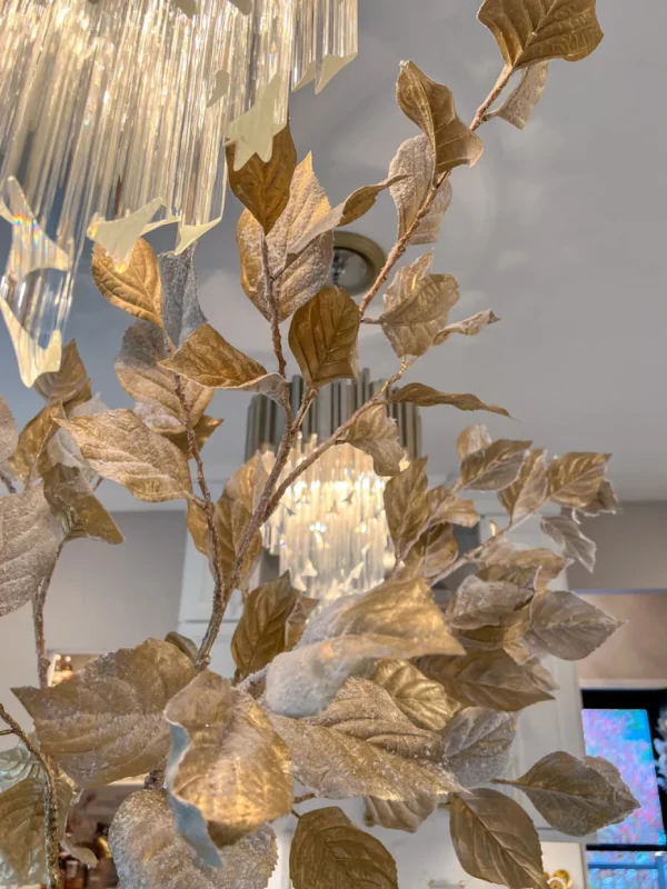 Inspire Me! Home Decor Extra Tall Gold Leaf Stem With Faux Snow