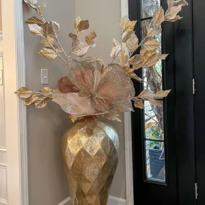 Inspire Me! Home Decor Extra Tall Gold Leaf Stem With Faux Snow