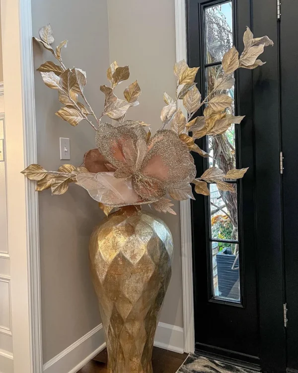 Inspire Me! Home Decor Extra Tall Gold Leaf Stem With Faux Snow