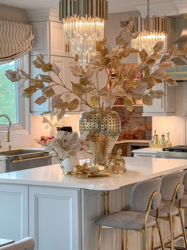 Inspire Me! Home Decor Extra Tall Gold Leaf Stem With Faux Snow