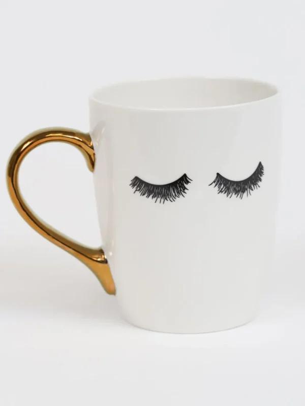Inspire Me! Home Decor Eyelash Mug W/ Gold Handle