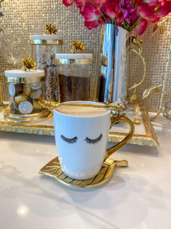 Inspire Me! Home Decor Eyelash Mug W/ Gold Handle