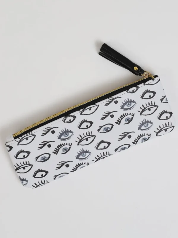 Inspire Me! Home Decor Faux Leather Evil Eye Travel Pouch Gold