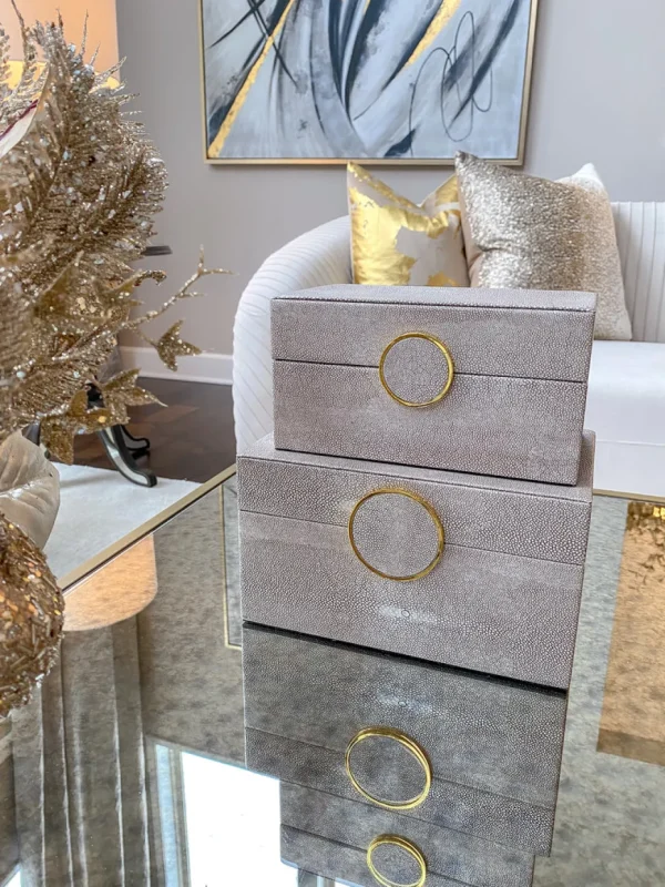 Inspire Me! Home Decor Faux Leather Box Set With Gold Circular Medallion (Set Of 2)