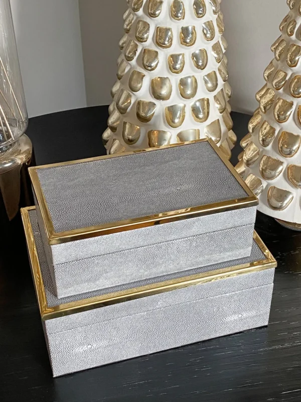 Inspire Me! Home Decor Faux Leather Box Set With Gold Edge Detail (Set Of 2)