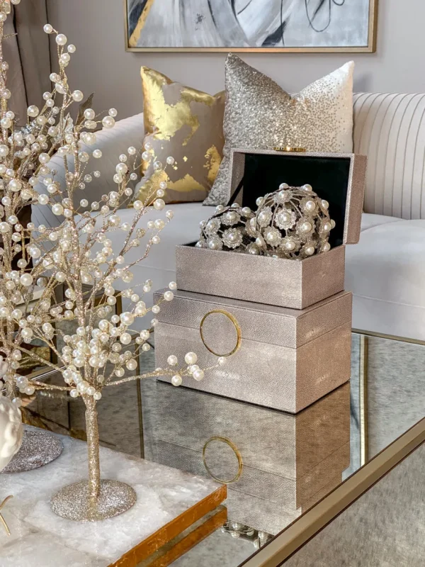 Inspire Me! Home Decor Faux Leather Box Set With Gold Circular Medallion (Set Of 2)