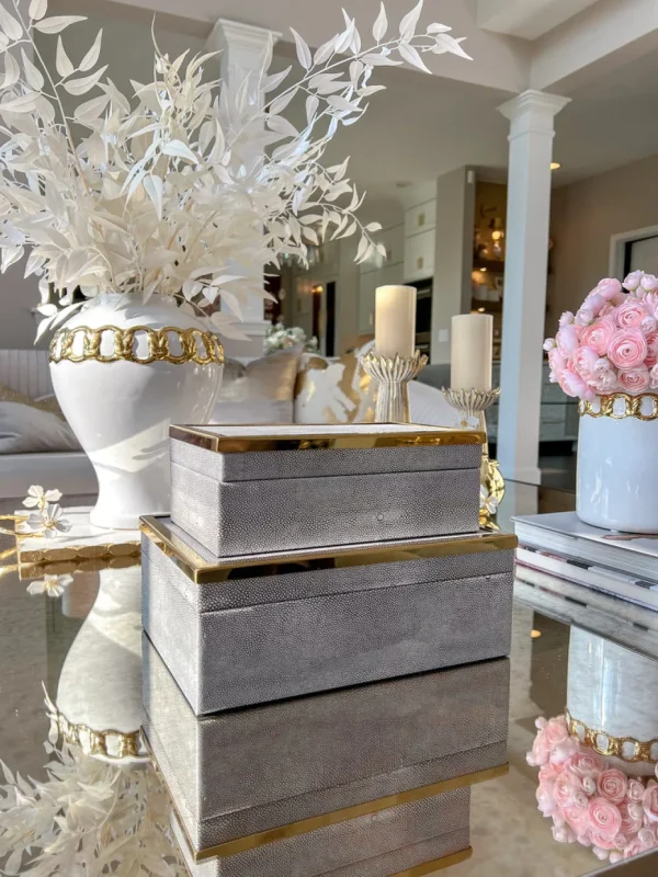 Inspire Me! Home Decor Faux Leather Box Set With Gold Edge Detail (Set Of 2)