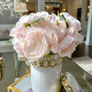Inspire Me! Home Decor Floral Stems 12″ Soft Pink Peony Bundle