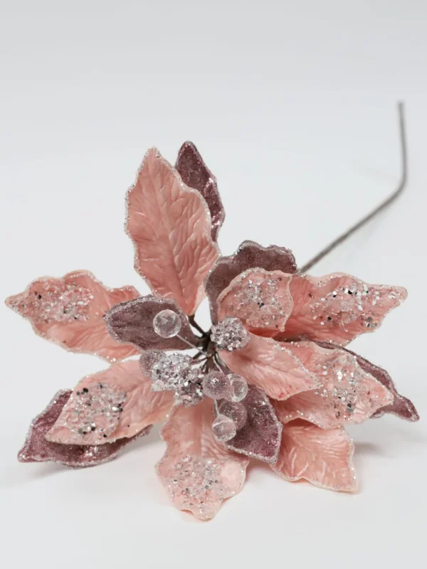 Inspire Me! Home Decor Floral Stems Light Pink & Mauve Poinsettia Stem