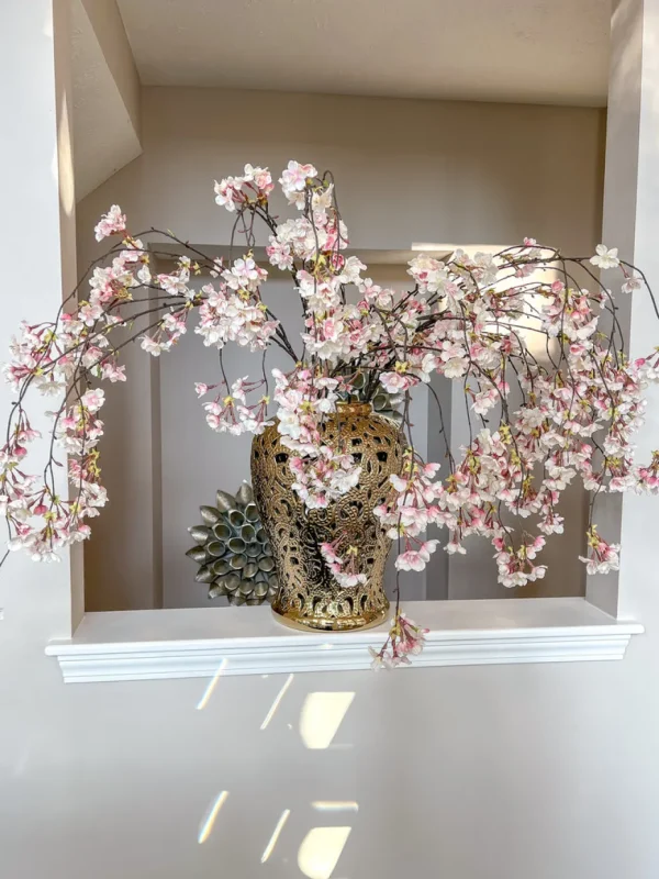 Inspire Me! Home Decor Floral Stems 58″ Pink And White Cascading Cherry Blossom Stem
