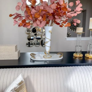 Inspire Me! Home Decor Floral Stems Beige Pink Flat Eucalyptus Stem
