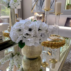 Inspire Me! Home Decor Floral Stems 10″ Real Touch White Anemone Bouquet