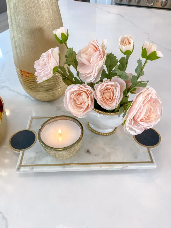 Inspire Me! Home Decor Floral Stems 25″ Peach Real-Touch Triple Bloom Ranunculus Stem