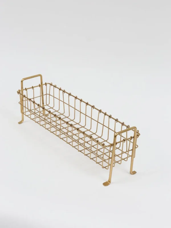 Inspire Me! Home Decor Footed Gold Wired Rectangular Basket (3 Sizes)
