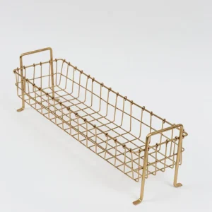 Inspire Me! Home Decor Footed Gold Wired Rectangular Basket (3 Sizes)