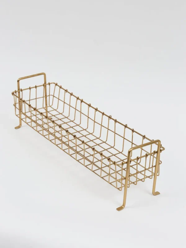Inspire Me! Home Decor Footed Gold Wired Rectangular Basket (3 Sizes)