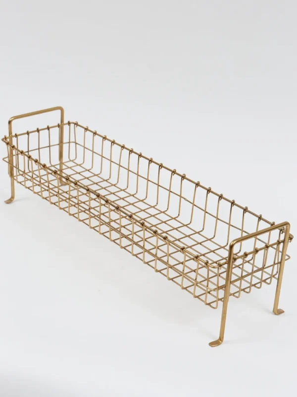 Inspire Me! Home Decor Footed Gold Wired Rectangular Basket (3 Sizes)