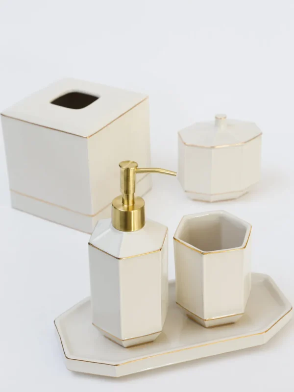 Inspire Me! Home Decor Geometric White Bath Collection (5 Items)