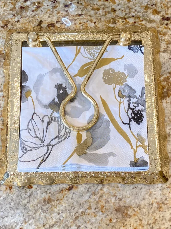 Inspire Me! Home Decor Glass And Gold Napkin Holder