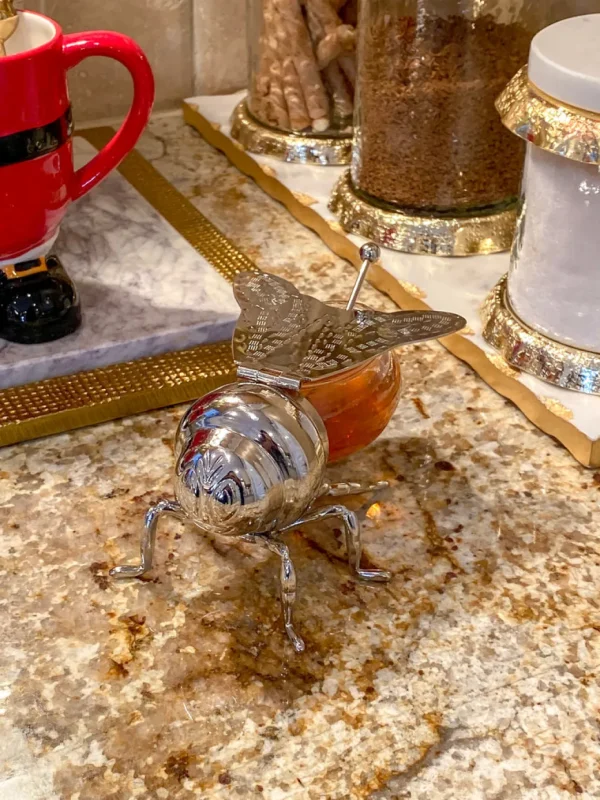 Inspire Me! Home Decor Glass And Metal Honey Jar W/ Spoon KITCHEN