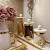 Inspire Me! Home Decor Glass Canister With Gold Detail And Marble Lid (3 Sizes)