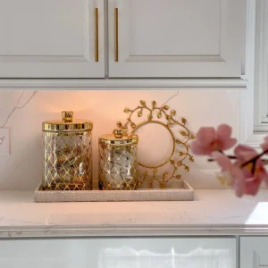 Inspire Me! Home Decor Glass Jar W/ Gold Lid (2 Sizes & 2 Colors)