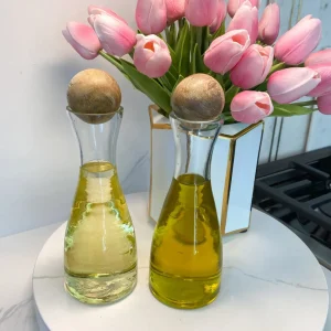 Inspire Me! Home Decor Glass Oil And Vinegar Dispensers With Wooden Stoppers (Set Of 2) KITCHEN