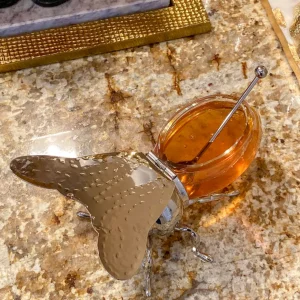 Inspire Me! Home Decor Glass And Metal Honey Jar W/ Spoon KITCHEN