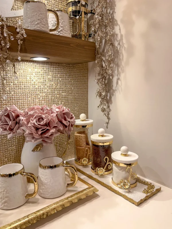 Inspire Me! Home Decor Glass Canister With Gold Detail And Marble Lid (3 Sizes)