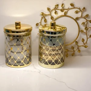 Inspire Me! Home Decor Glass Jar W/ Gold Lid (2 Sizes & 2 Colors)