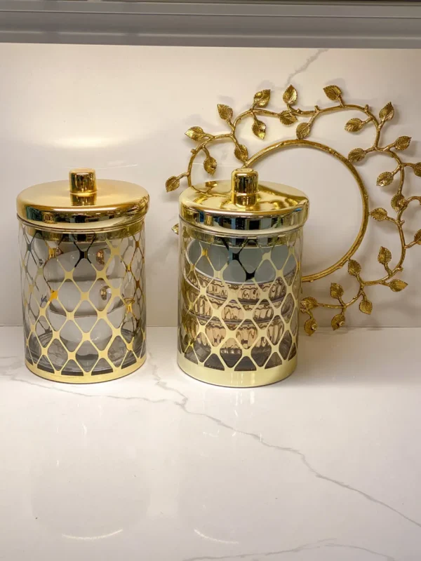 Inspire Me! Home Decor Glass Jar W/ Gold Lid (2 Sizes & 2 Colors)