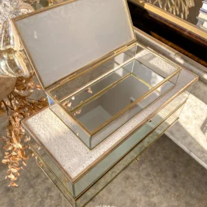 Inspire Me! Home Decor Glass Box Set With White Glitter Top (Set Of 2)